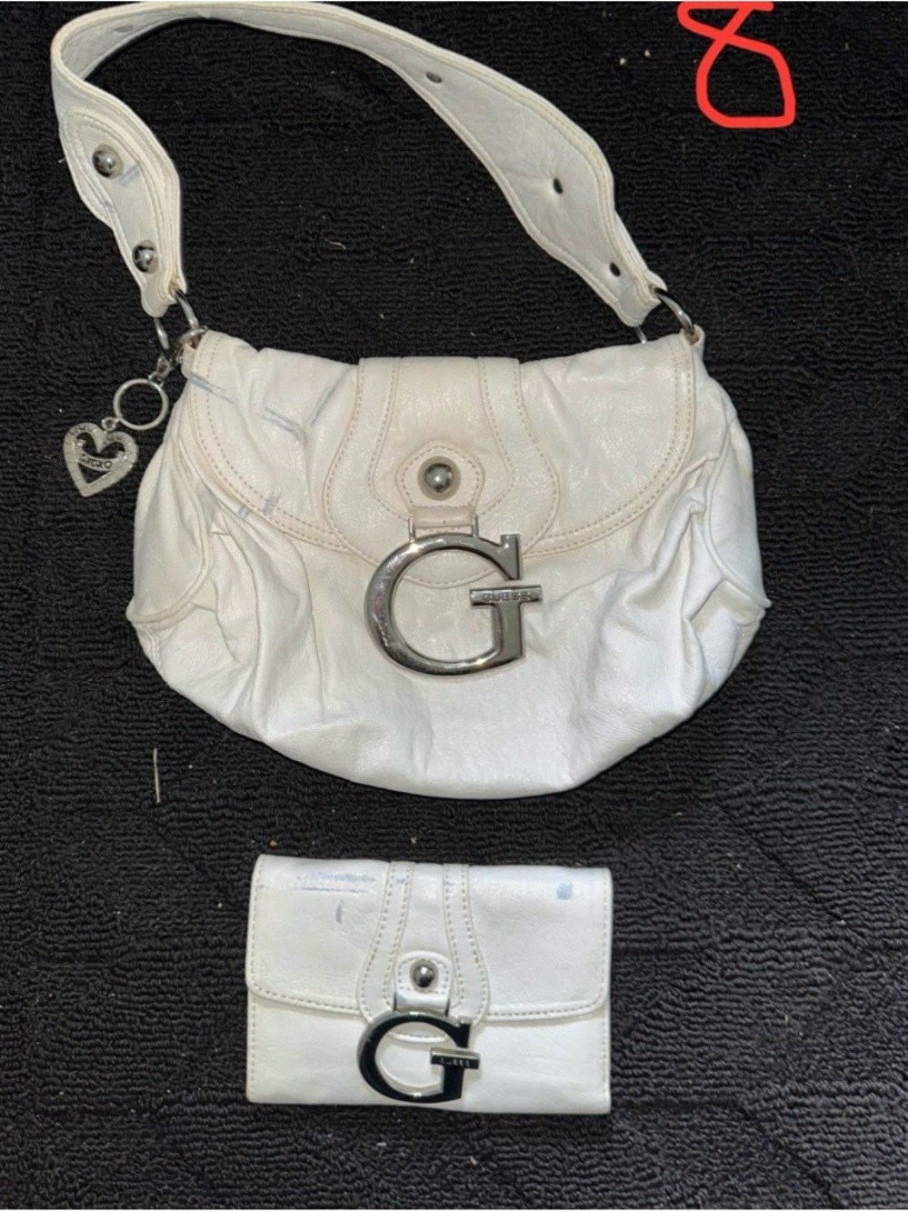 Guess White Shoulder Bag with Matching Wallet Set